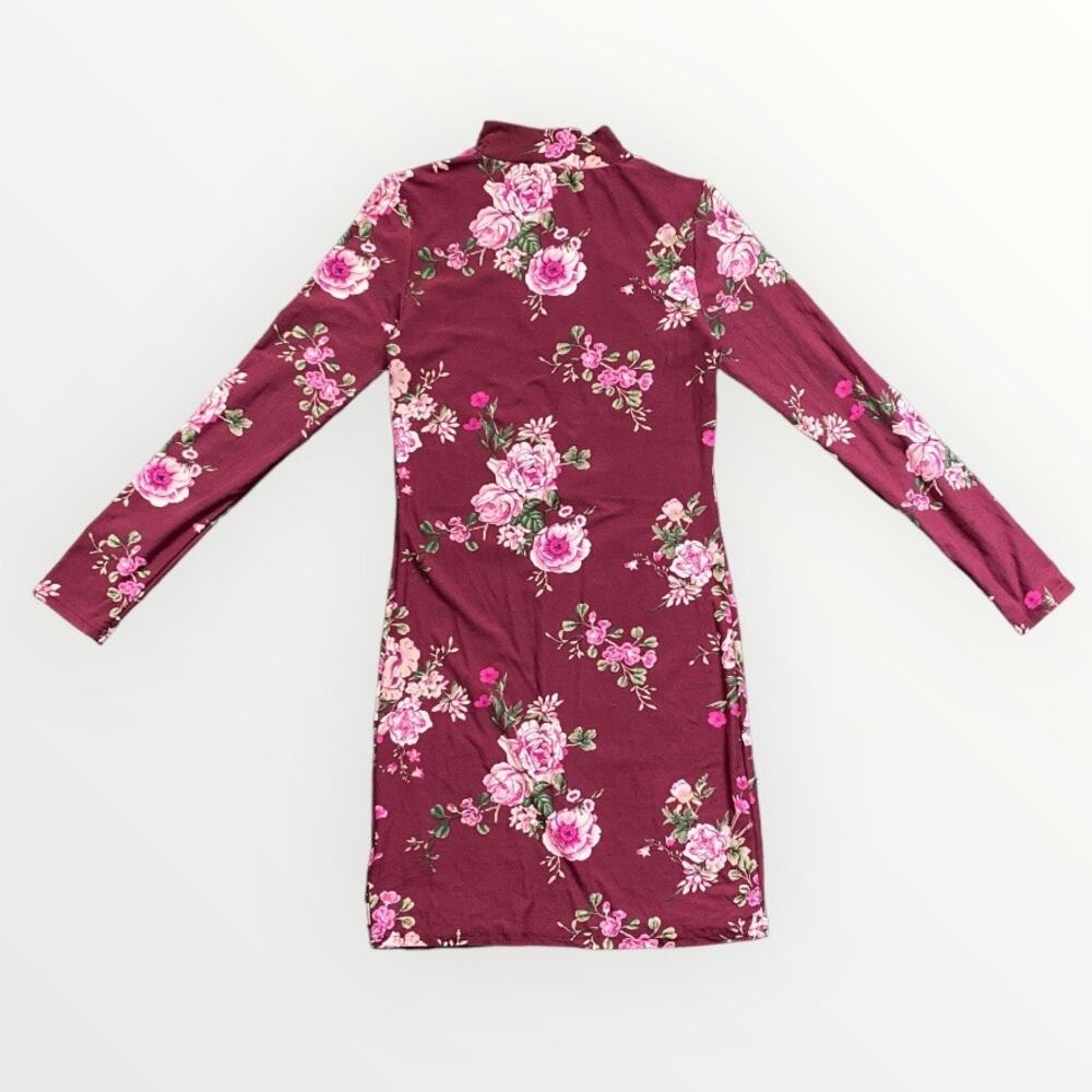 Stella Tweed Floral Dress Women Size Burgundy